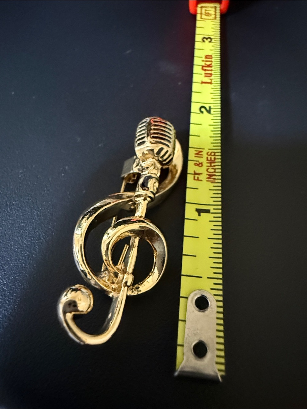 Gold Musical Treble Clef Microphone Brooch Pin - Women Jewelry